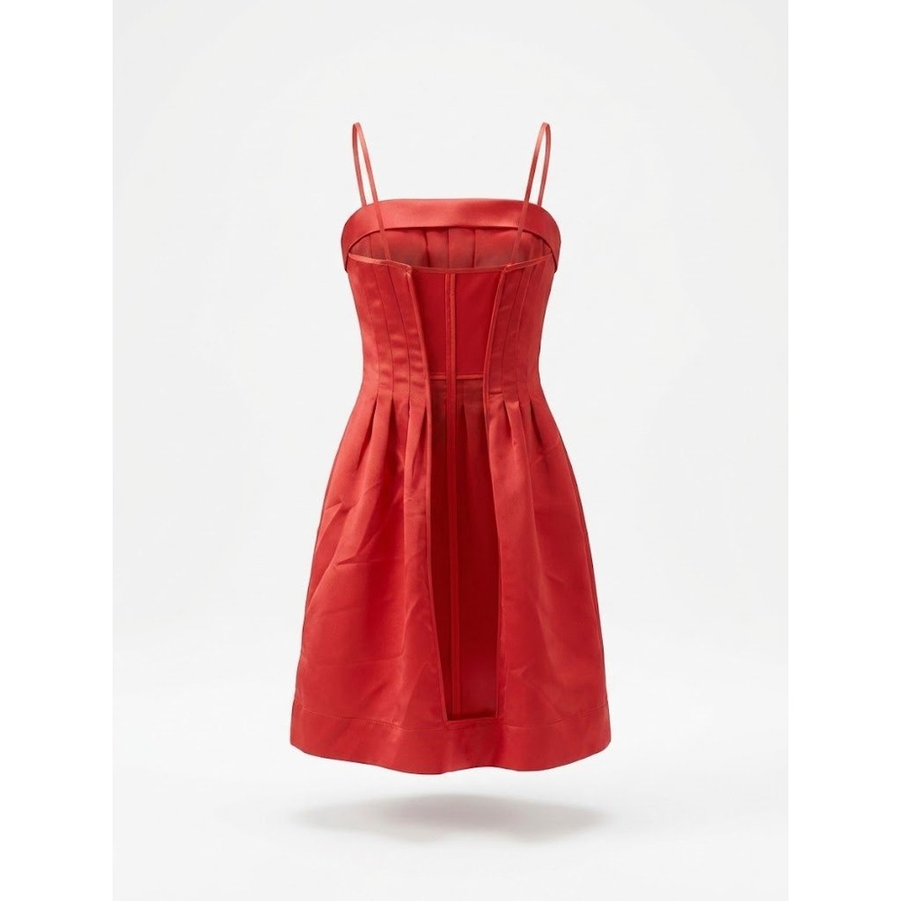 Max and Cleo Cocktail Dress Womens S Red/orange Satin Strapless Hollywood Glam